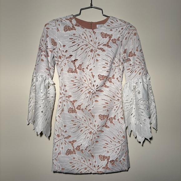 Dress The Population White Nude Bell Sleeve Dress - Picture 3 of 9